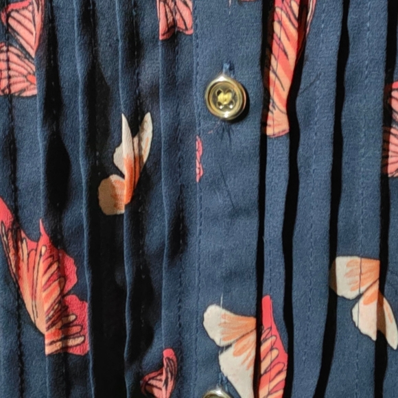 Charter Club Dark Blue Blouse with Pink Floral Pattern 2X - Picture 3 of 5